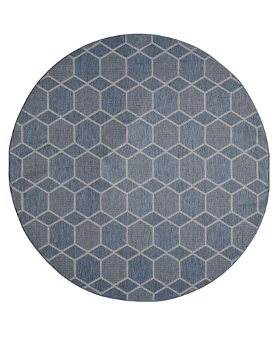 Kas Provo 5789 7'10" X 7'10" Round Outdoor Area Rug In Blue