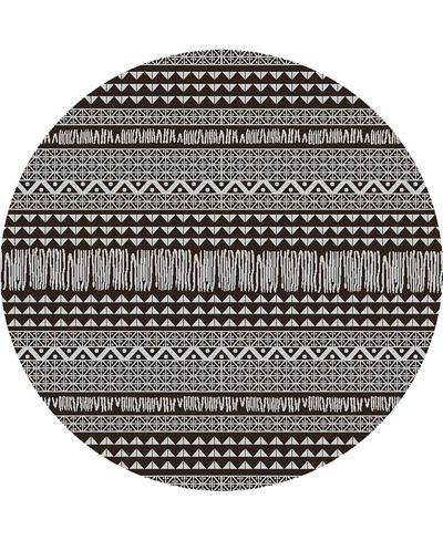 Kas Provo 5761 7'10" X 7'10" Round Outdoor Area Rug In Charcoal