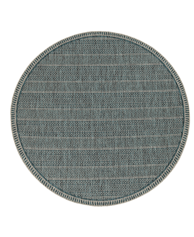 Kas Provo 5755 7'10" X 7'10" Round Outdoor Area Rug In Teal