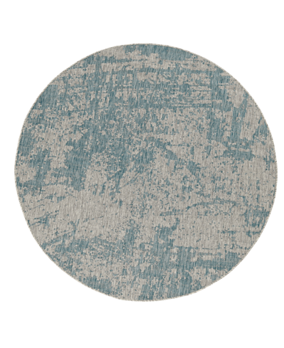 Kas Provo 5759 7'10" X 7'10" Round Outdoor Area Rug In Teal