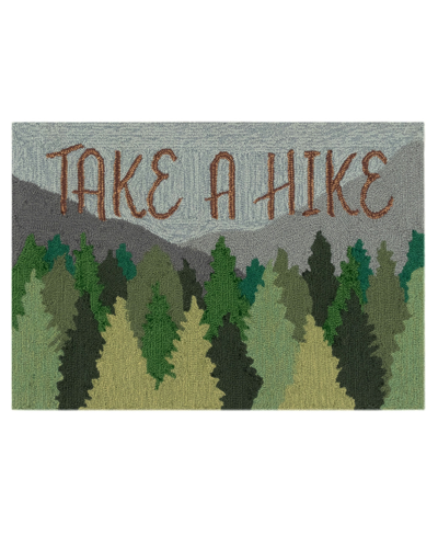 Liora Manne Frontporch Take A Hike 1'8" X 2'6" Outdoor Area Rug In Green