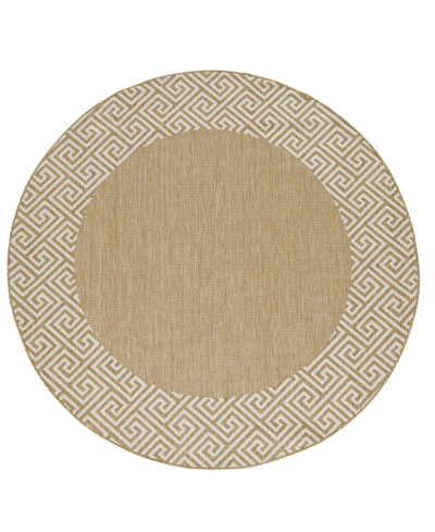 Kas Provo 5766 7'10" X 7'10" Round Outdoor Area Rug In Brown
