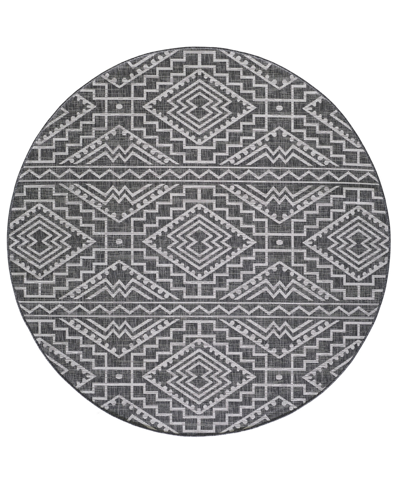 Kas Provo 5780 7'10" X 7'10" Round Outdoor Area Rug In Black