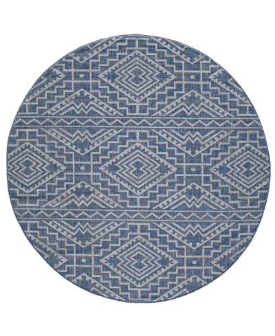 Kas Provo 5778 7'10" X 7'10" Round Outdoor Area Rug In Blue
