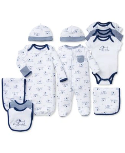 Little Me Baby Boys Puppy Toile Gift Bundle In White