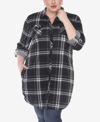 White Mark Plus Size Plaid Tunic Top In Black