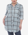 White Mark Plus Size Plaid Tunic Top In Blue