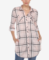 White Mark Women's Plaid Tunic Top Shirt In Pink