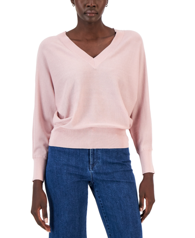 Inc International Concepts Women's V-neck Sweater, Created For Macy's In Pale Mauve