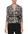 ALEX EVENINGS WOMEN'S 3/4-SLEEVE EMBROIDERED BLOUSE