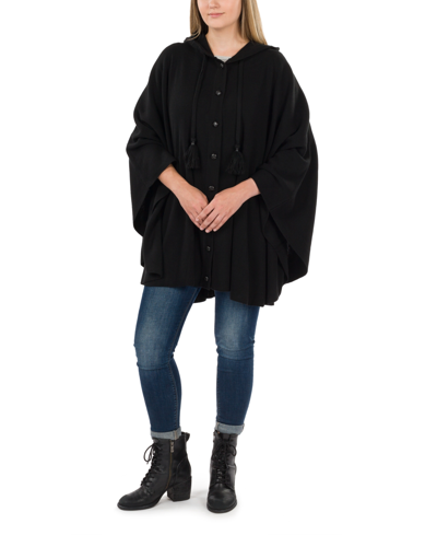 Patricia Nash Women's Hooded Cape With Buttons In Black