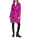 Shop Karl Lagerfeld Women's Belted Notched-collar Wrap Coat In Berry