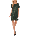 Cece Sequin Minidress In Pine Green