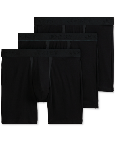Jockey Men's Chafe Proof Pouch Cotton Stretch Trunk, Pack Of 3 In Black