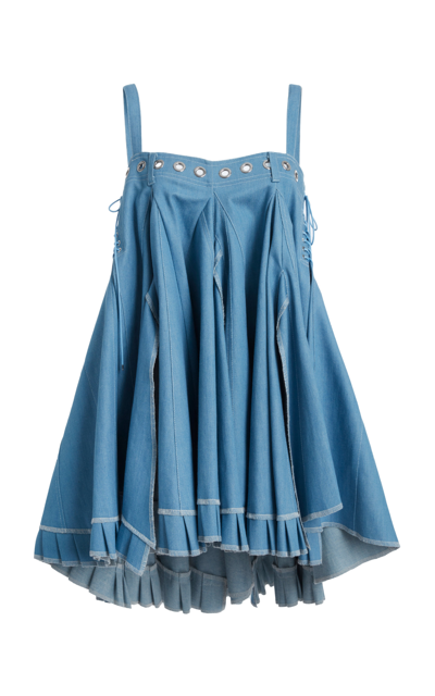 Ludovic De Saint Sernin Women's Denim Babydoll Mini Dress In Blue