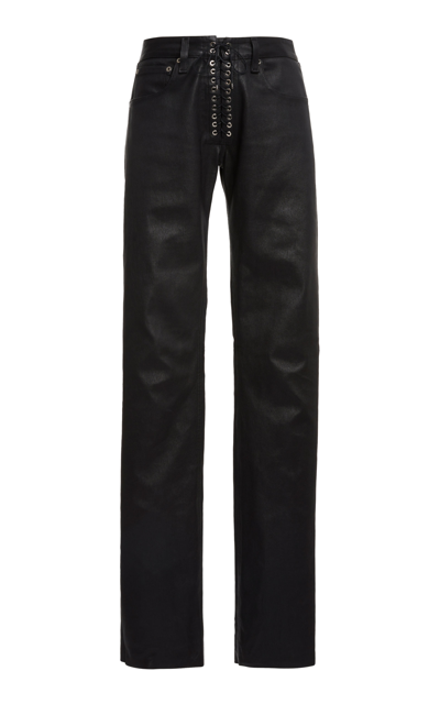 Ludovic De Saint Sernin Women's Lace-up Slim Leather Jeans In Black