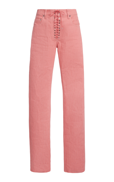 Ludovic De Saint Sernin Pink Lace-up Cotton Straight-leg Jeans