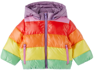 Stella Mccartney Kids' Baby Multicolor Rainbow Striped Puffer Jacket In Multicoloured