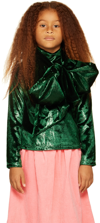 CRLNBSMNS KIDS GREEN GLITTER BOW BLOUSE