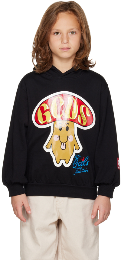 Gcds Kids Black Graphic Hoodie