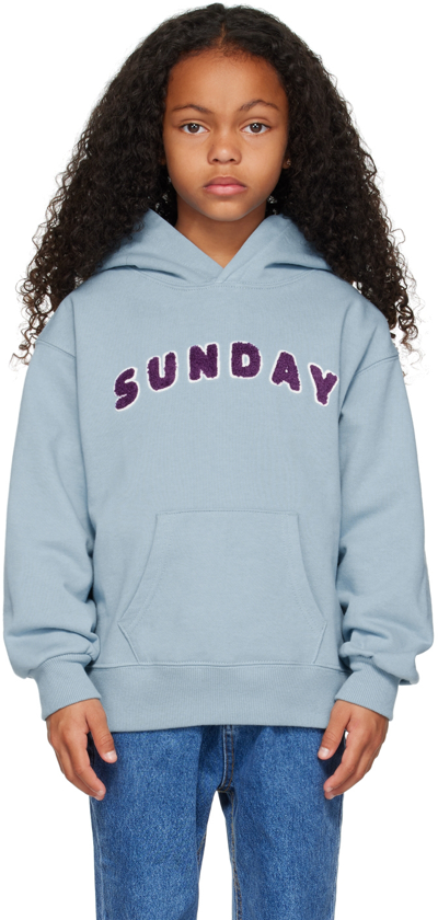 Sunday Donut Club® Kids Blue 'sunday' Hoodie In Light Blue
