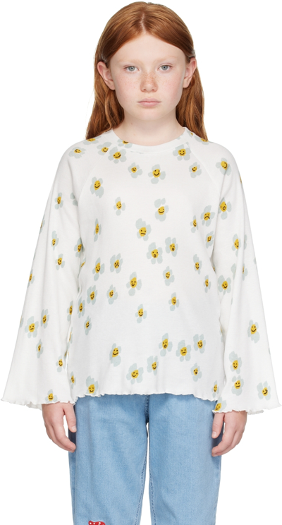 Stella Mccartney Kids White Daisy Long Sleeve T-shirt In 101mc White