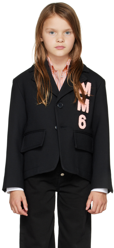 Mm6 Maison Margiela Kids Black Patch Blazer In M6900 Black