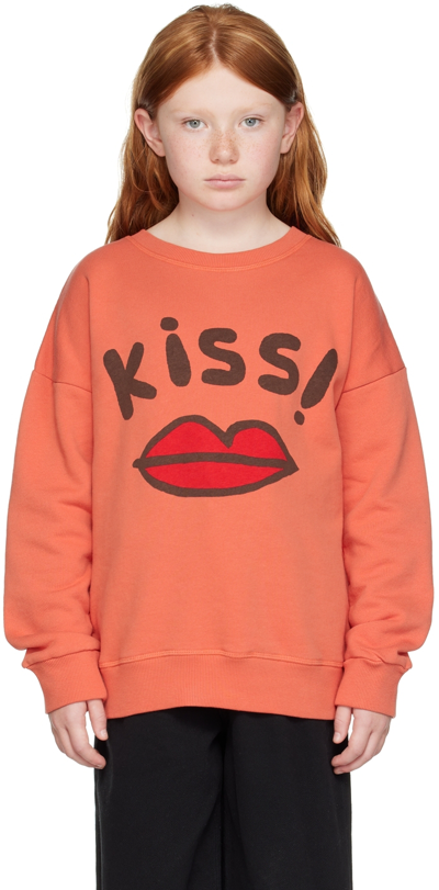Nadadelazos Kids Red 'kiss' Sweatshirt In Lip Red