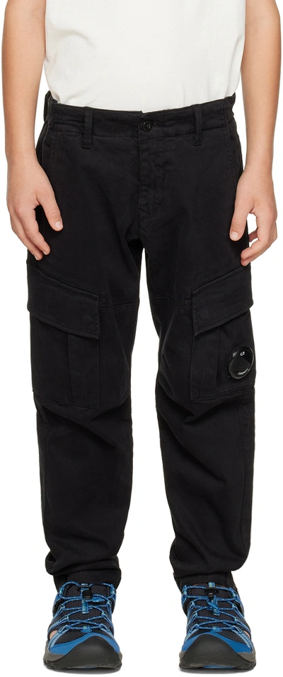 C.p. Company Kids Black Peach Cargo Pants In 999 Black