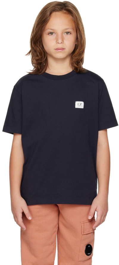 C.p. Company Kids Navy Crewneck T-shirt In 888 Total Eclipse