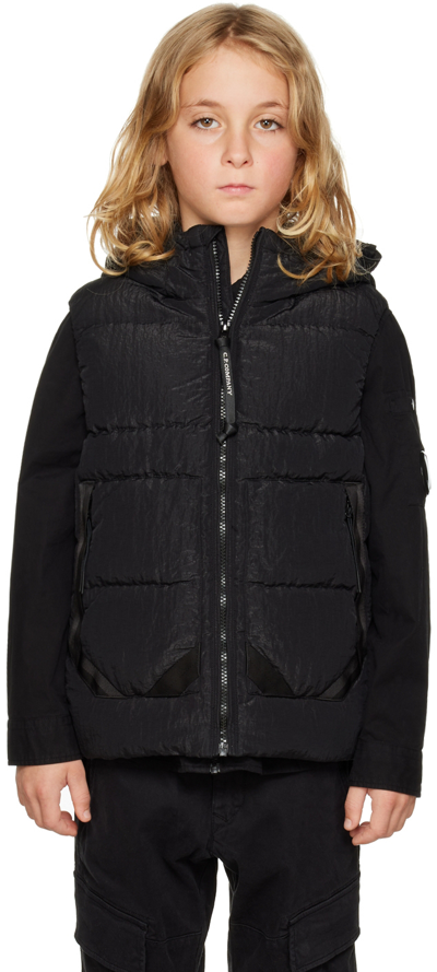 C.p. Company Kids Black Saint-peter Goggle Down Vest In 999 Black