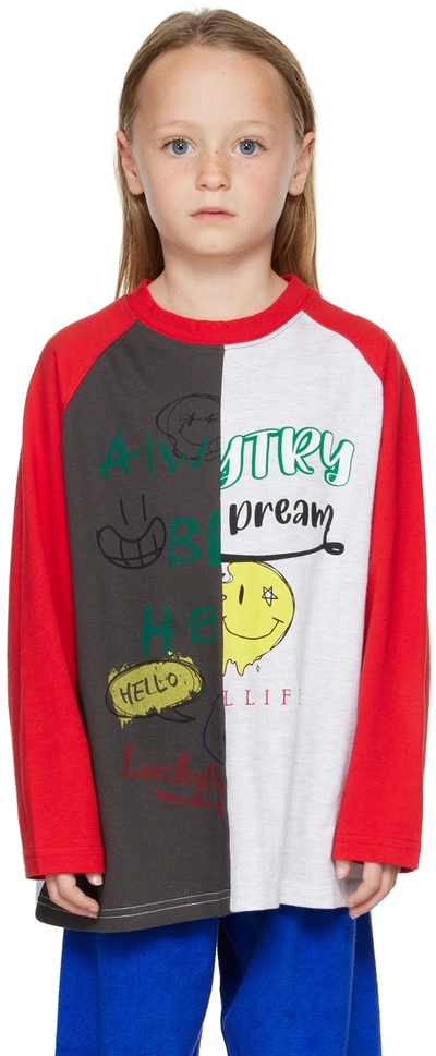 Luckytry Kids Grey & Red Unique Long Sleeve T-shirt