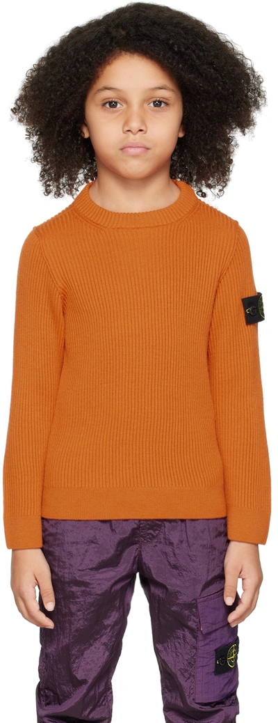Stone Island Junior Kids Orange Patch Sweater In V0032 Orange