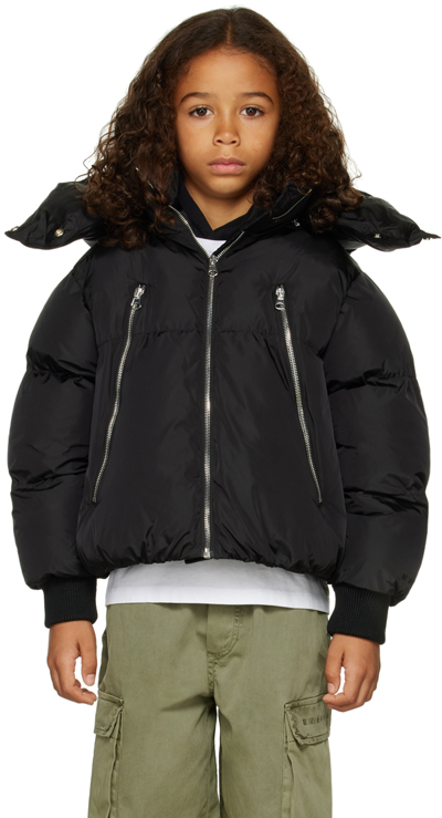 Mm6 Maison Margiela Teen Black Hooded Quilted Jacket In M6900 Black