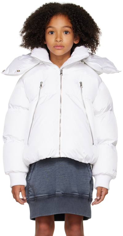 Mm6 Maison Margiela Kids' Hooded Nylon Puffer Jacket In White