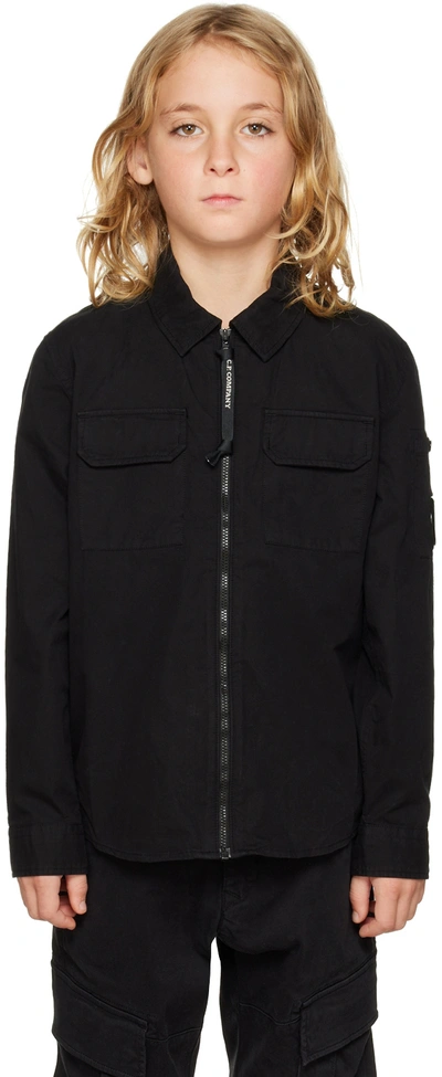 C.p. Company Kids Black Gabardine Shirt In 999 Black