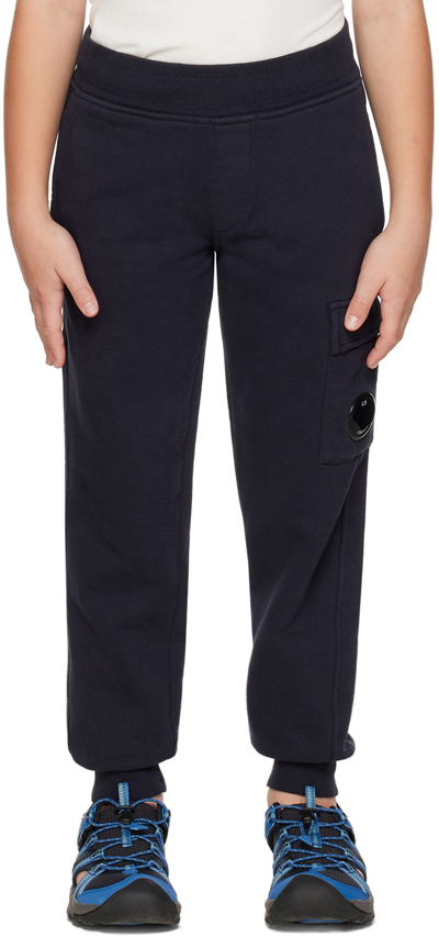 C.p. Company Kids Navy Basic Lounge Pants In 888 Total Eclipse