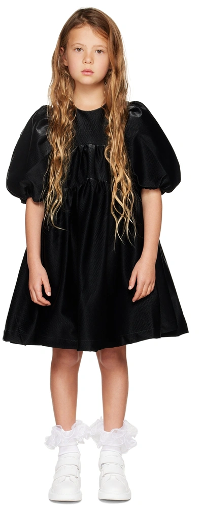 Crlnbsmns Kids Black Snake Dress In Fake Leather - Velve