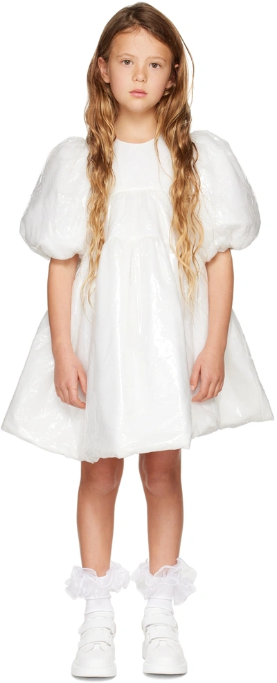 Crlnbsmns Kids White Tiered Dress In Cloud White Padded