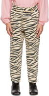 MAED FOR MINI KIDS BLACK & OFF-WHITE TWIGGY TIGER LOOSE JEANS