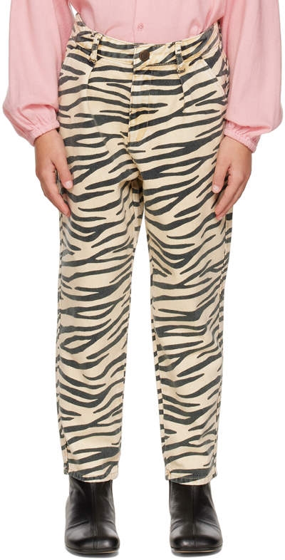 Maed For Mini Kids Black & Off-white Twiggy Tiger Loose Jeans In Black/white
