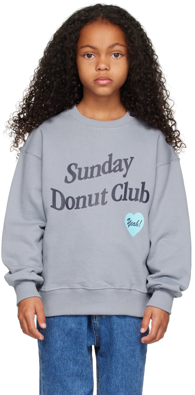 Sunday Donut Club® Kids Blue Heart Logo Sweatshirt In Soft Blue