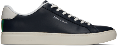 Ps By Paul Smith Rex Navy Leather Sneakers In Dark Blue