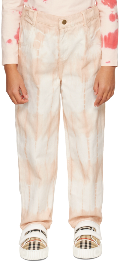 Wynken Kids Pink & White Classic Jeans In Soft Pink Tie Dye