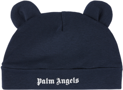 Palm Angels Baby Navy Teddy Bear Beanie In Blue