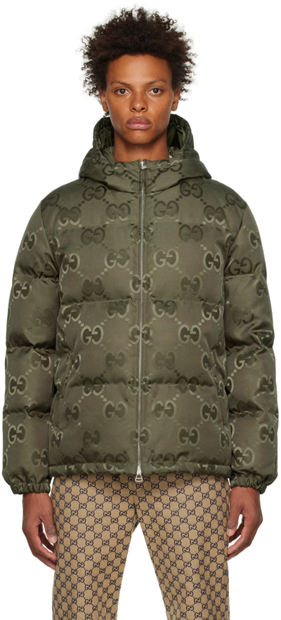 GUCCI KHAKI JUMBO GG DOWN JACKET