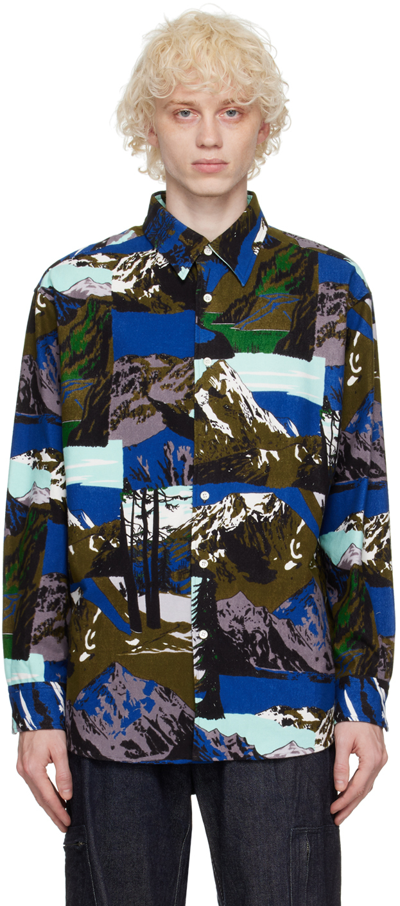 Noma T.d. Printed Cotton-flannel Shirt In Land Scape - Green (