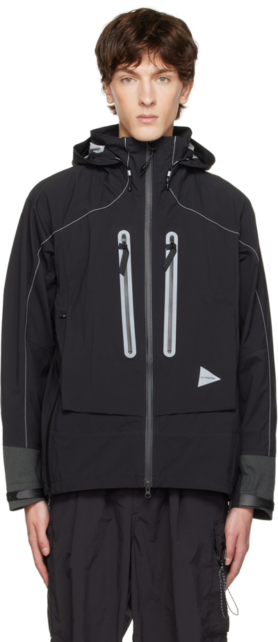 And Wander Black Reflective Jacket In 010 Black
