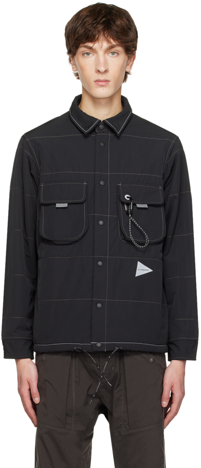And Wander Alpha Panelled Shell Shirt Jacket In Black