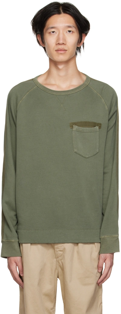 Officine Generale Khaki Brody Sweatshirt In Turtle Green